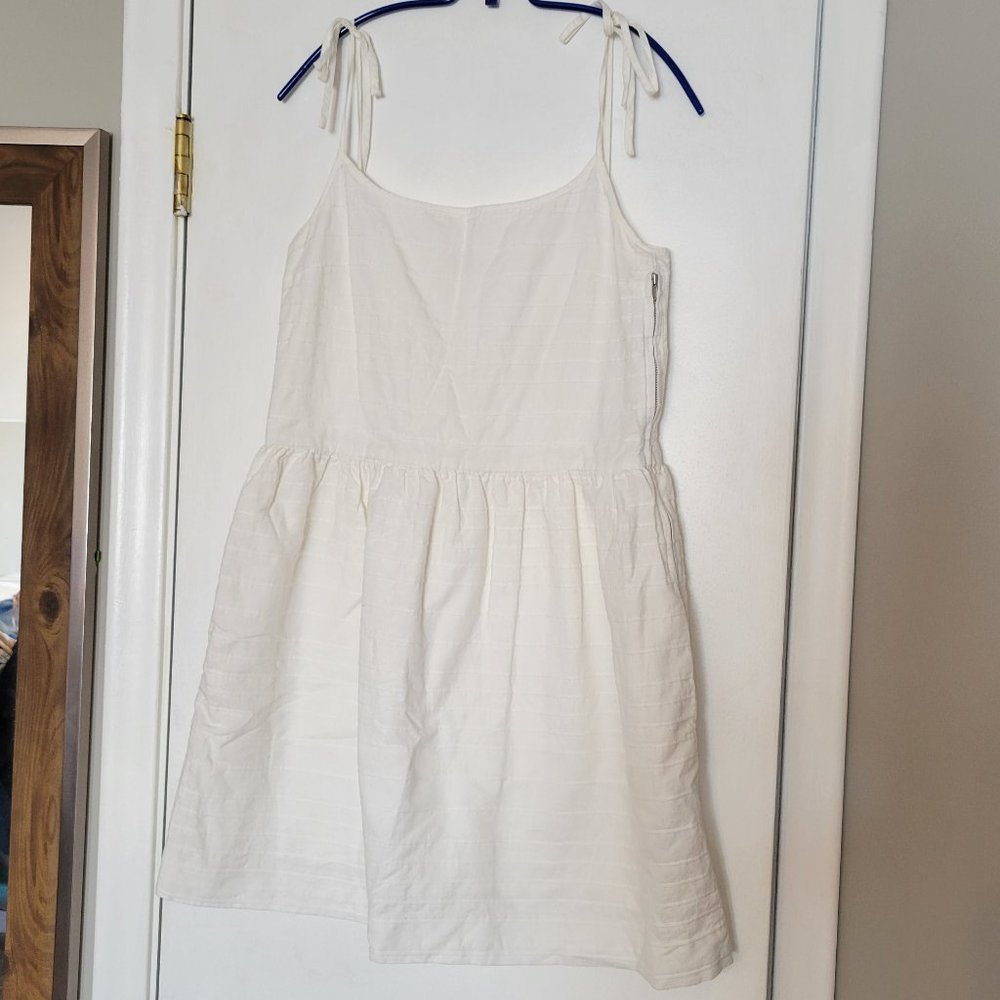 Gap White Cotton Spaghetti Strap A-Line Dress